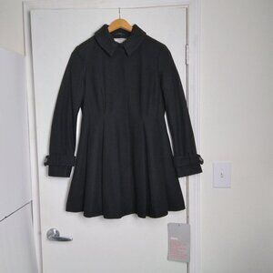 Asos NWT Black'The Dolly Skater' Swing Fit & Flair Frock Coat Hidden ButtonsSz10